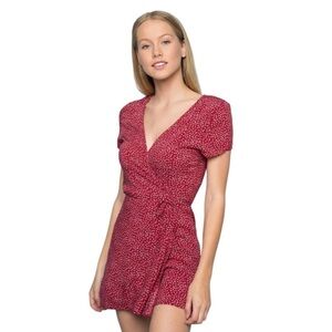 Brandy Melville red floral wrap dress